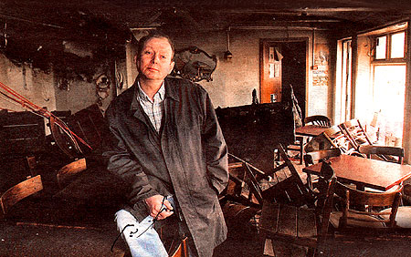 Pordur "Doddi" Palmasson at Cafe Rosenberg after the April 19th Fire. - Click Here To Read his story! -