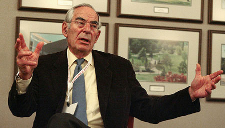 Pulitzer Prize-winning journalist and tireless author of books on the Vietnam War, the Civil Rights movement and Professional Sports David Halberstam at Indiana University - Click Here to Read Jeremy Hogan's "Reflects of David Halberstam."