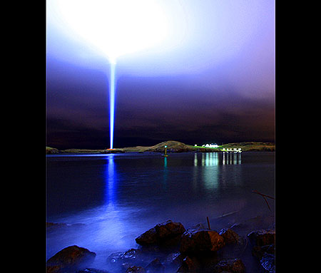 The Imagine Peace Tower on the island of Videy, near Reykjavík, Iceland on 10.09.08. Click Here To Learn More!
